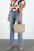 תמונת כל הלוק של The Leather Mini Traveler Tote Bag in Light Beige